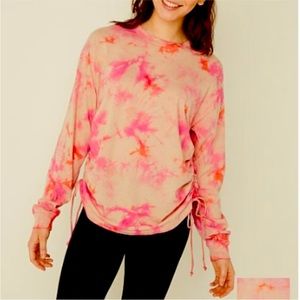 Victoria Secret VS Pink NEW w/TAGS Campus Long Sleeve Tie Dye Ruched Tee
